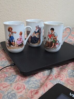 White Ceramic Mug with Vintage Children Illustration - White